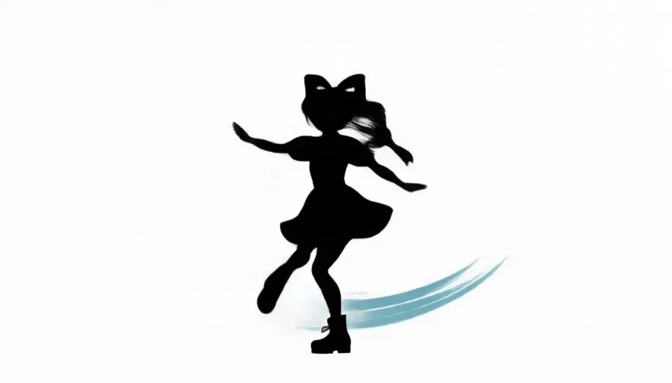 Graphic dancing silhouette in motion